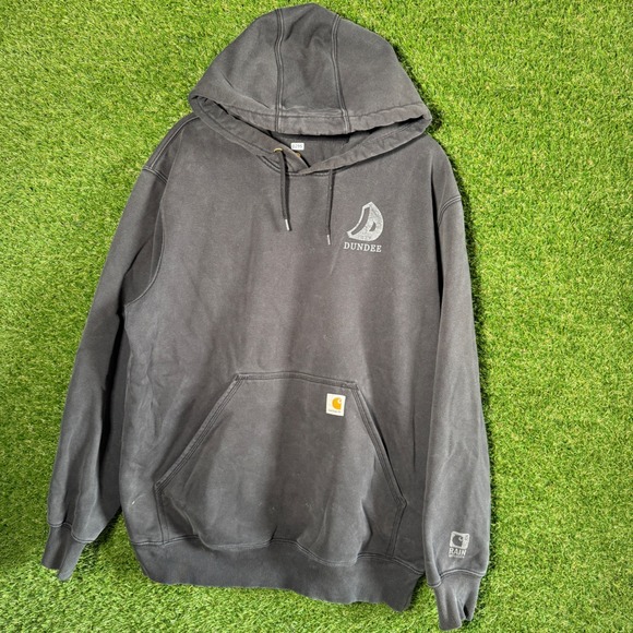 Carhartt Hoodie Mens Large Gray Dundee Embroidered Logo Sweatshirt - Picture 1 of 5